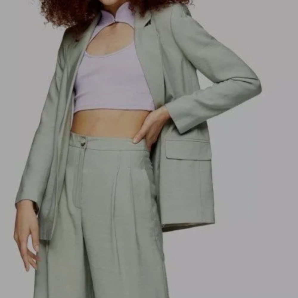 Topshop Mint Green Single Button Office Career Blazer Size 6